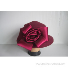 Women's Wool Fabric Hats Trimmed with Flower